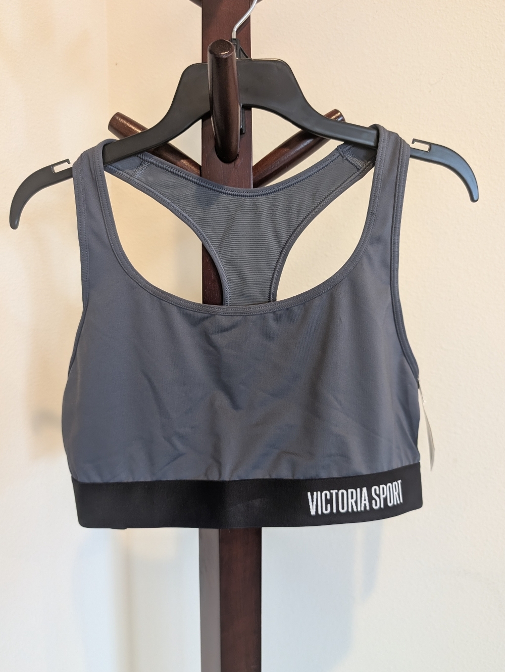 Victoria Sport Gray Racerback Sports Bra, Size L - NEW